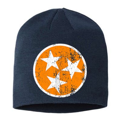 Distressed 3 Star Tn State Orange And White Tennessee Flag Sustainable Beanie