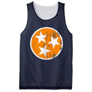 Distressed 3 Star Tn State Orange And White Tennessee Flag Mesh Reversible Basketball Jersey Tank