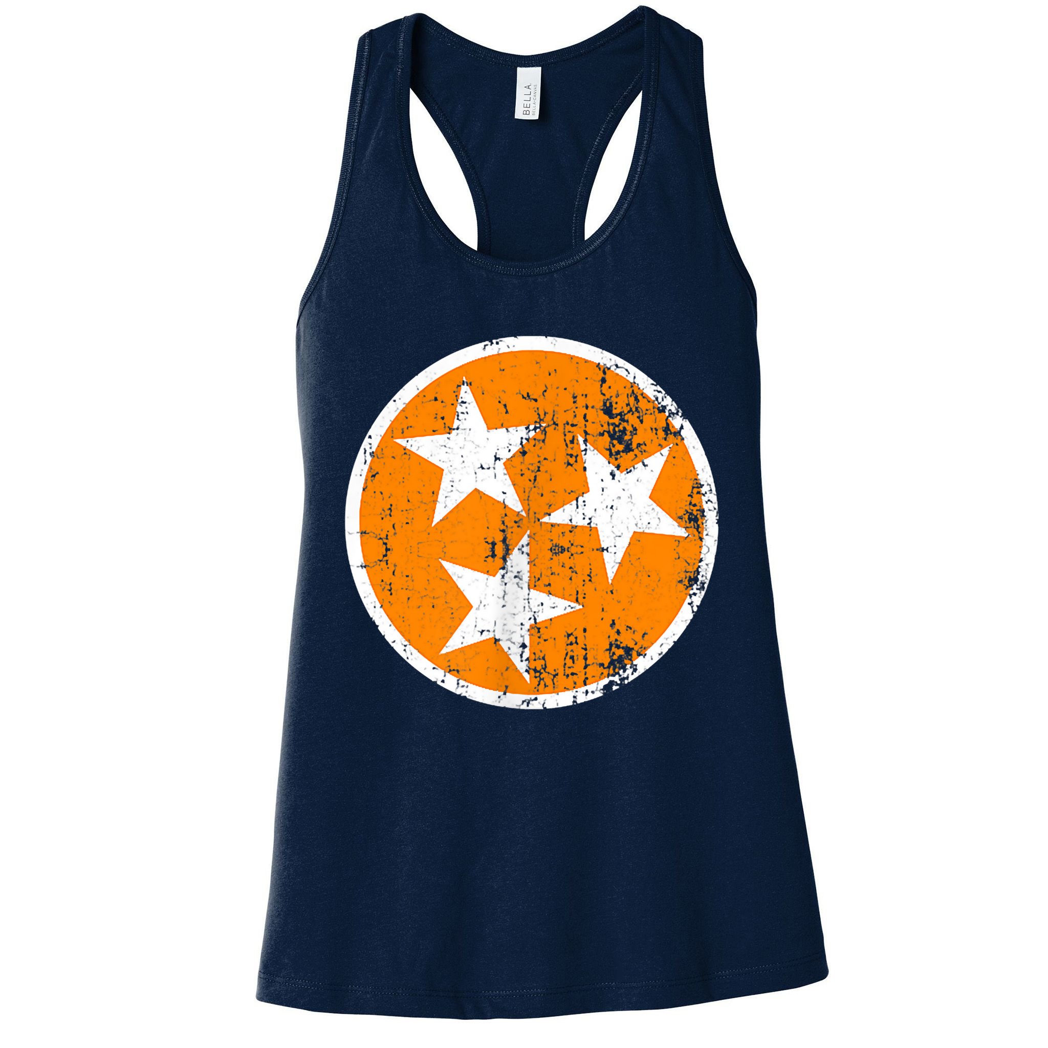 Distressed 3 Star Tn State Orange And White Tennessee Flag Womens Tank Top