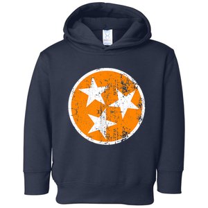 Distressed 3 Star Tn State Orange And White Tennessee Flag Toddler Hoodie