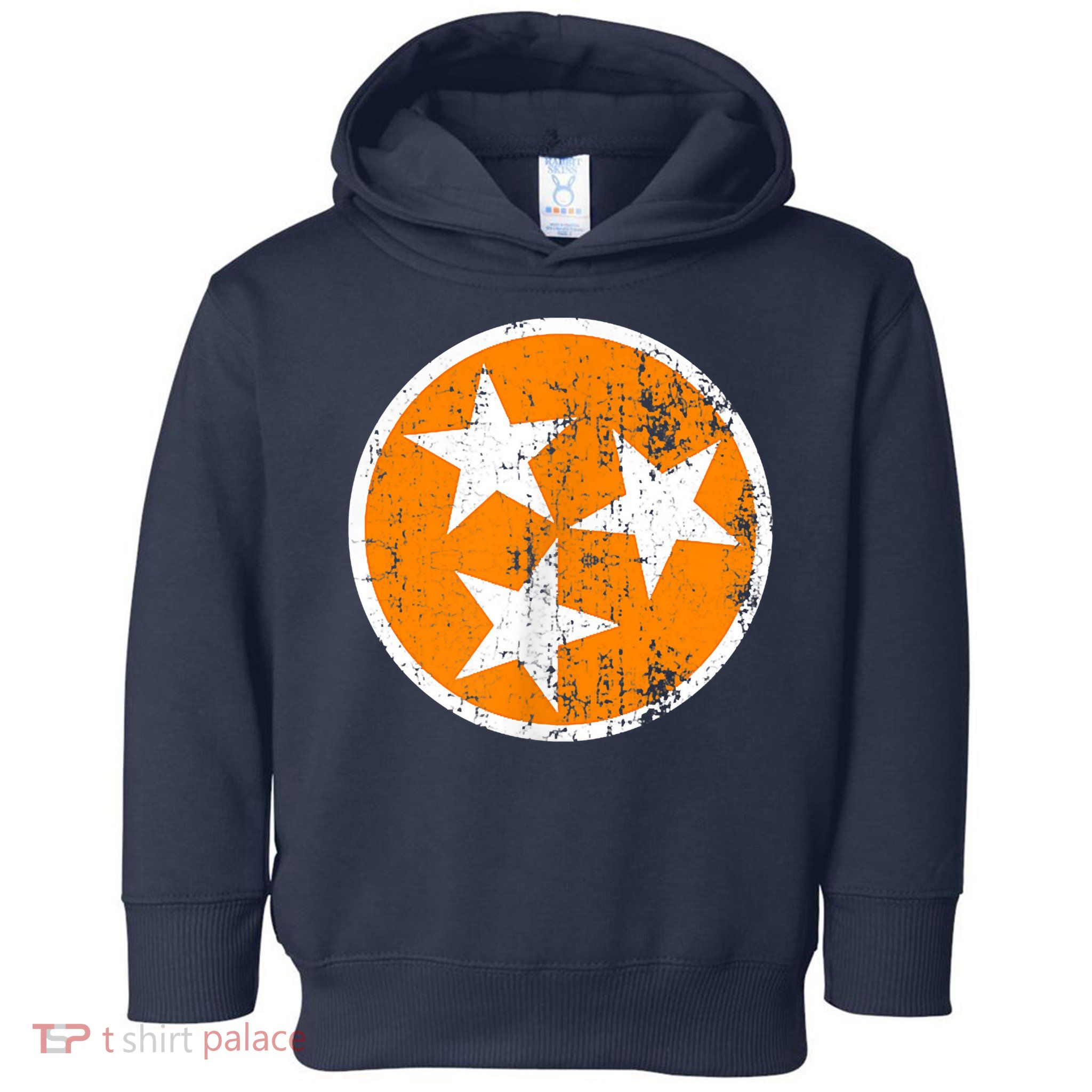 Distressed 3 Star Tn State Orange And White Tennessee Flag Toddler Hoodie