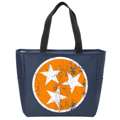 Distressed 3 Star Tn State Orange And White Tennessee Flag Zip Tote Bag