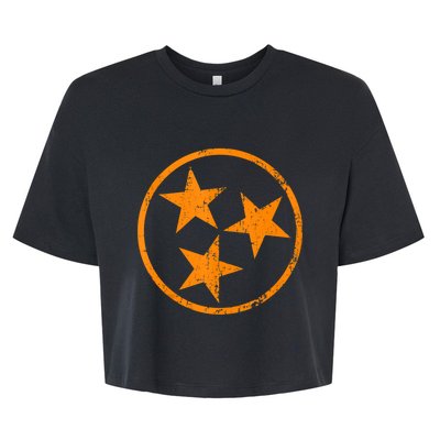 Distressed 3 Star Tn State Orange And White Tennessee Flag Bella+Canvas Jersey Crop Tee