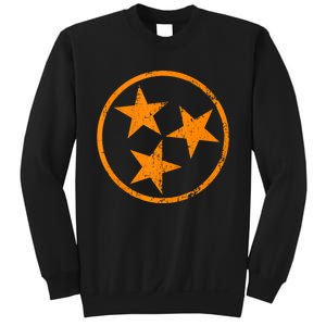 Distressed 3 Star Tn State Orange And White Tennessee Flag Sweatshirt