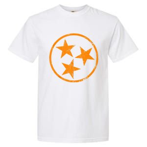 Distressed 3 Star Tn State Orange And White Tennessee Flag Garment-Dyed Heavyweight T-Shirt