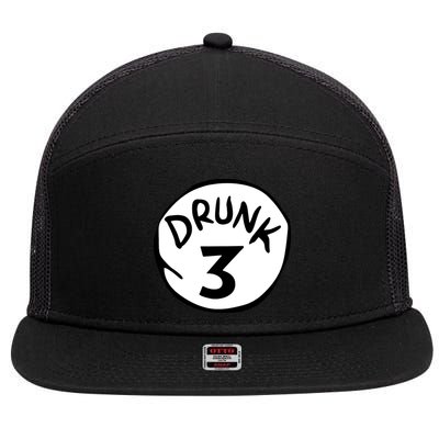 Drunk 3 St Patrick Day Funny Drunk Beer Pong Drunk 3 7 Panel Mesh Trucker Snapback Hat
