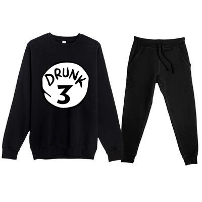 Drunk 3 St Patrick Day Funny Drunk Beer Pong Drunk 3 Premium Crewneck Sweatsuit Set