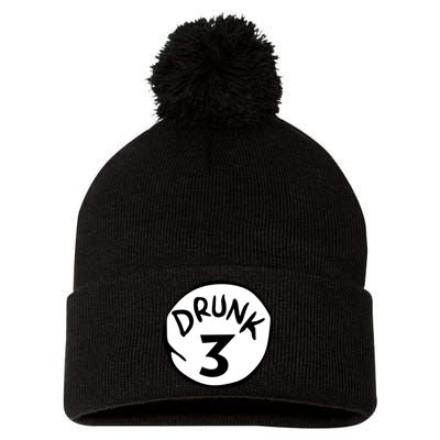 Drunk 3 St Patrick Day Funny Drunk Beer Pong Drunk 3 Pom Pom 12in Knit Beanie