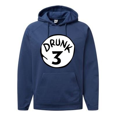 Drunk 3 St Patrick Day Funny Drunk Beer Pong Drunk 3 Performance Fleece Hoodie