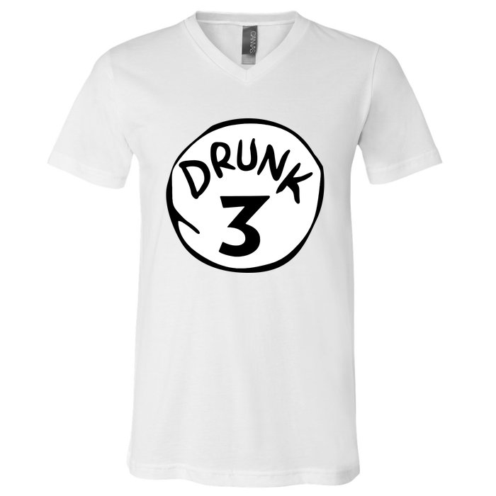 Drunk 3 St Patrick Day Funny Drunk Beer Pong Drunk 3 V-Neck T-Shirt