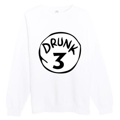 Drunk 3 St Patrick Day Funny Drunk Beer Pong Drunk 3 Premium Crewneck Sweatshirt