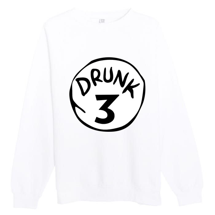 Drunk 3 St Patrick Day Funny Drunk Beer Pong Drunk 3 Premium Crewneck Sweatshirt