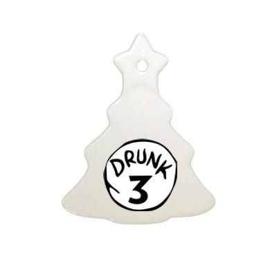 Drunk 3 St Patrick Day Funny Drunk Beer Pong Drunk 3 Ceramic Tree Ornament