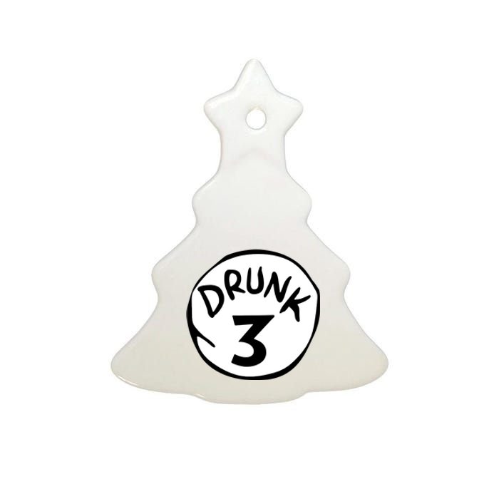 Drunk 3 St Patrick Day Funny Drunk Beer Pong Drunk 3 Ceramic Tree Ornament