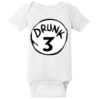 Drunk 3 St Patrick Day Funny Drunk Beer Pong Drunk 3 Baby Bodysuit