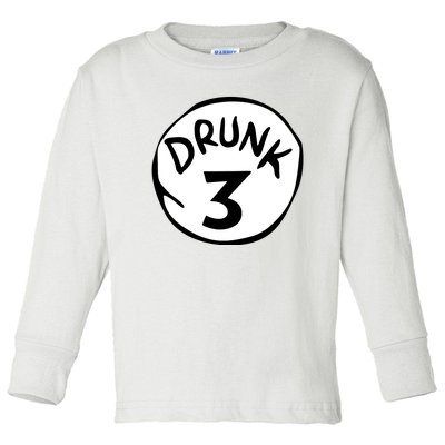 Drunk 3 St Patrick Day Funny Drunk Beer Pong Drunk 3 Toddler Long Sleeve Shirt