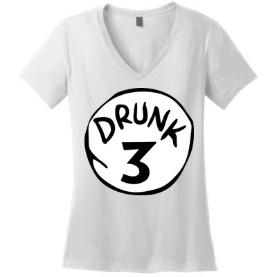 Drunk 3 St Patrick Day Funny Drunk Beer Pong Drunk 3 Women's V-Neck T-Shirt