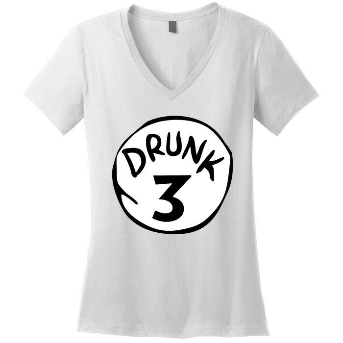 Drunk 3 St Patrick Day Funny Drunk Beer Pong Drunk 3 Women's V-Neck T-Shirt