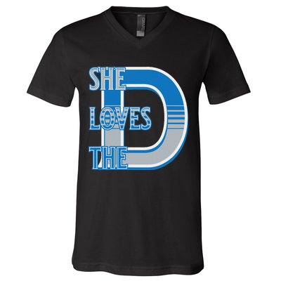 Detroit 313 She Loves The D V-Neck T-Shirt