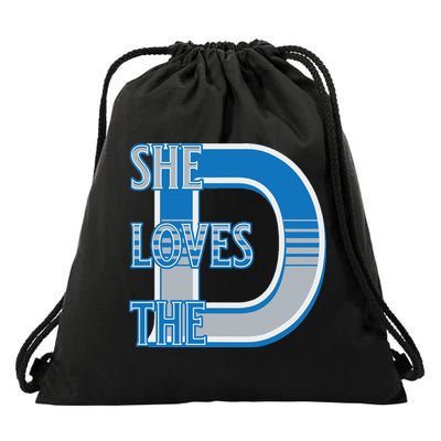 Detroit 313 She Loves The D Drawstring Bag