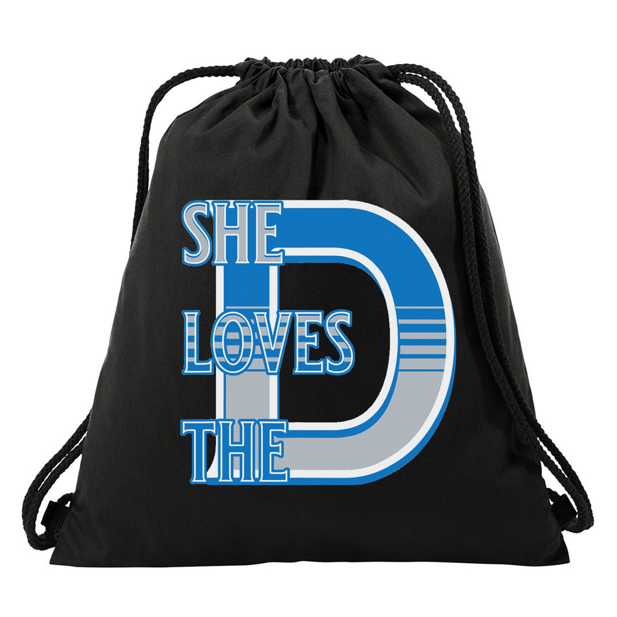 Detroit 313 She Loves The D Drawstring Bag