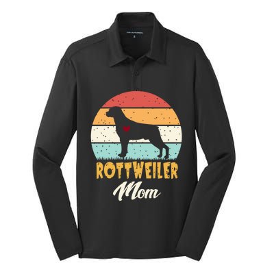 Dogs 365 Vintage Rottweiler Mom Dog Cute Funny Mother Gift Cool Gift Silk Touch Performance Long Sleeve Polo