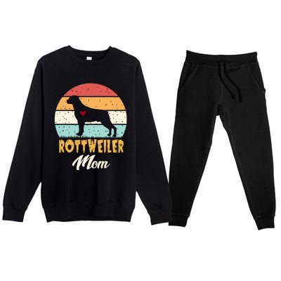 Dogs 365 Vintage Rottweiler Mom Dog Cute Funny Mother Gift Cool Gift Premium Crewneck Sweatsuit Set