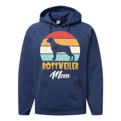 Dogs 365 Vintage Rottweiler Mom Dog Cute Funny Mother Gift Cool Gift Performance Fleece Hoodie