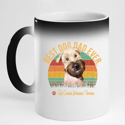 Dogs 365 Vintage Best Soft Coated Wheaten Terrier Dad Ever Gift 11oz Black Color Changing Mug