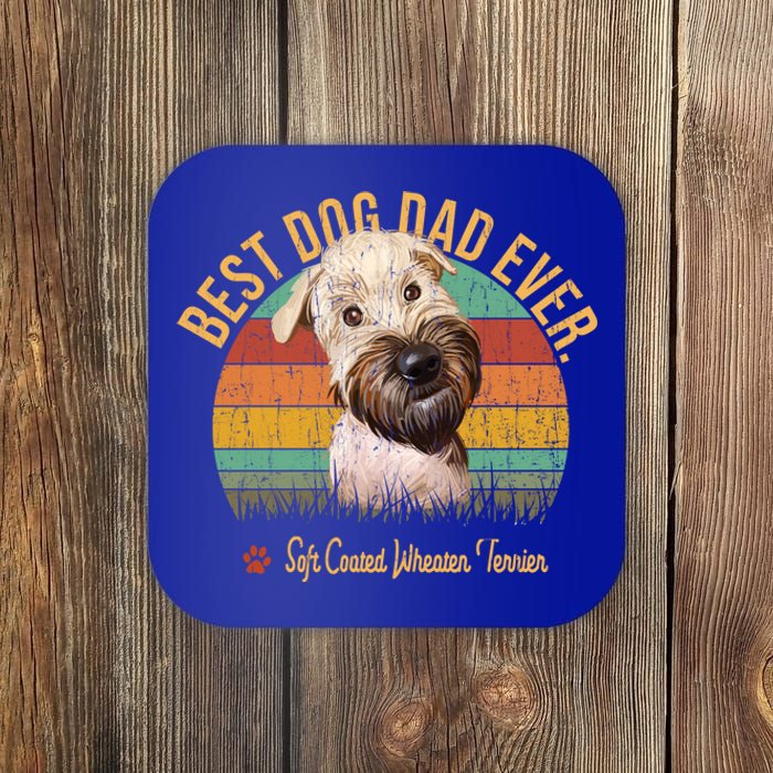 Dogs 365 Vintage Best Soft Coated Wheaten Terrier Dad Ever Gift Coaster