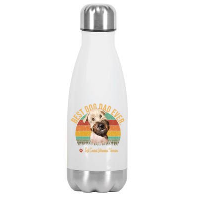 Dogs 365 Vintage Best Soft Coated Wheaten Terrier Dad Ever Gift Stainless Steel Insulated Water Bottle