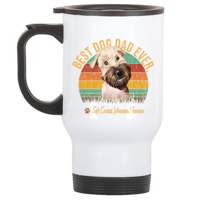 Dogs 365 Vintage Best Soft Coated Wheaten Terrier Dad Ever Gift Stainless Steel Travel Mug