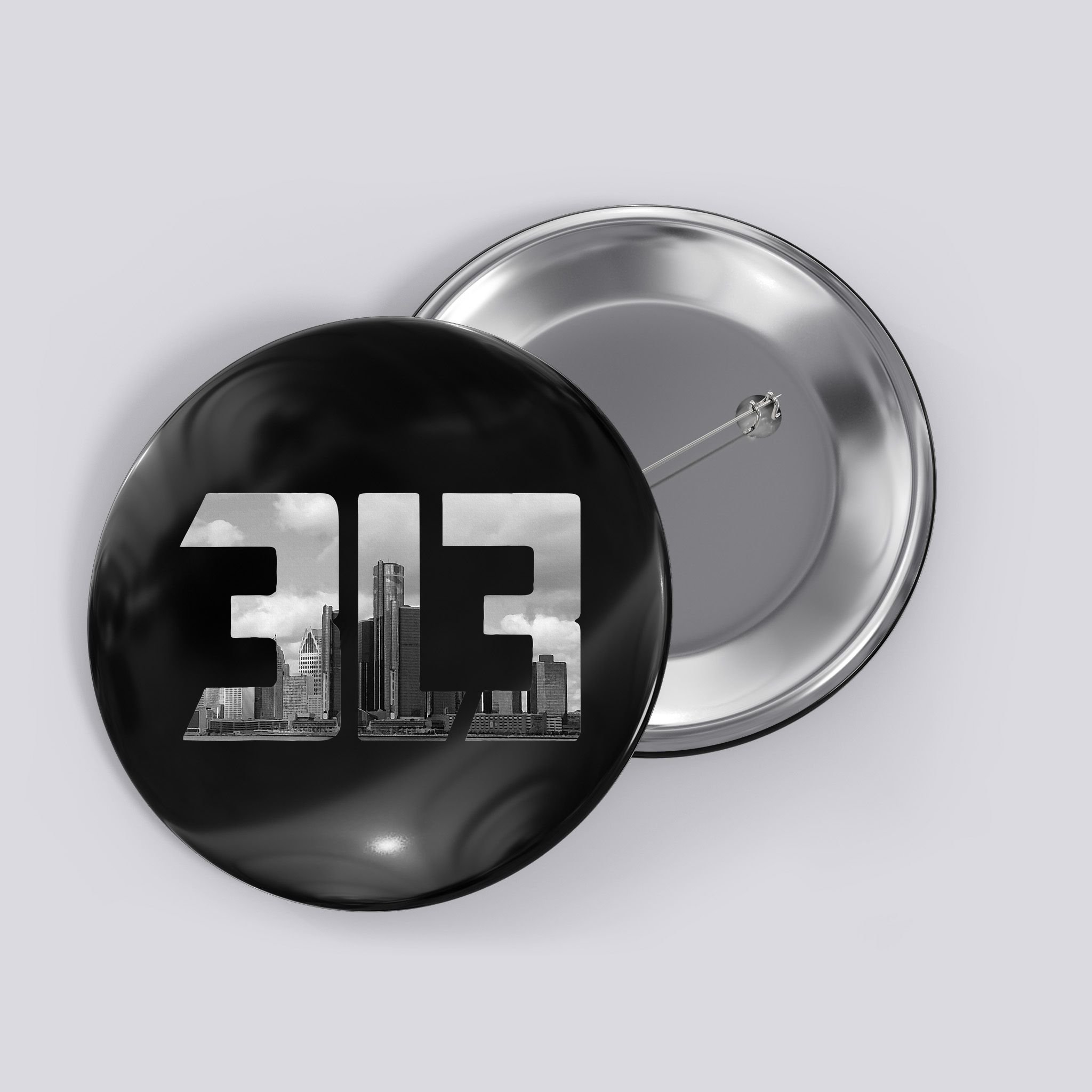 Detroit 313 Vintage Button