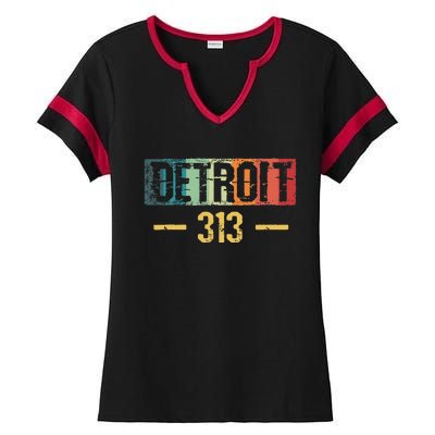 Detroit 313 Vintage Ladies Halftime Notch Neck Tee