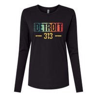 Detroit 313 Vintage Womens Cotton Relaxed Long Sleeve T-Shirt