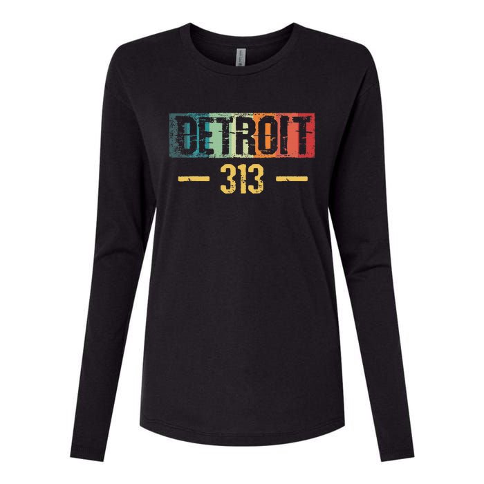 Detroit 313 Vintage Womens Cotton Relaxed Long Sleeve T-Shirt