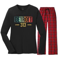 Detroit 313 Vintage Women's Long Sleeve Flannel Pajama Set 