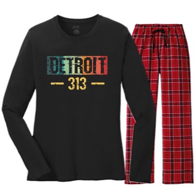 Detroit 313 Vintage Women's Long Sleeve Flannel Pajama Set 