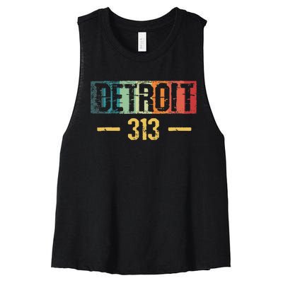 Detroit 313 Vintage Women's Racerback Cropped Tank