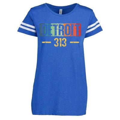 Detroit 313 Vintage Enza Ladies Jersey Football T-Shirt