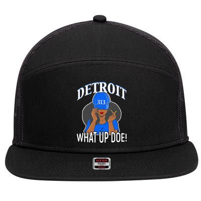 Detroit 313 What Up Doe African American Woman 7 Panel Mesh Trucker Snapback Hat