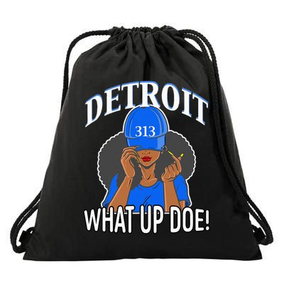 Detroit 313 What Up Doe African American Woman Drawstring Bag