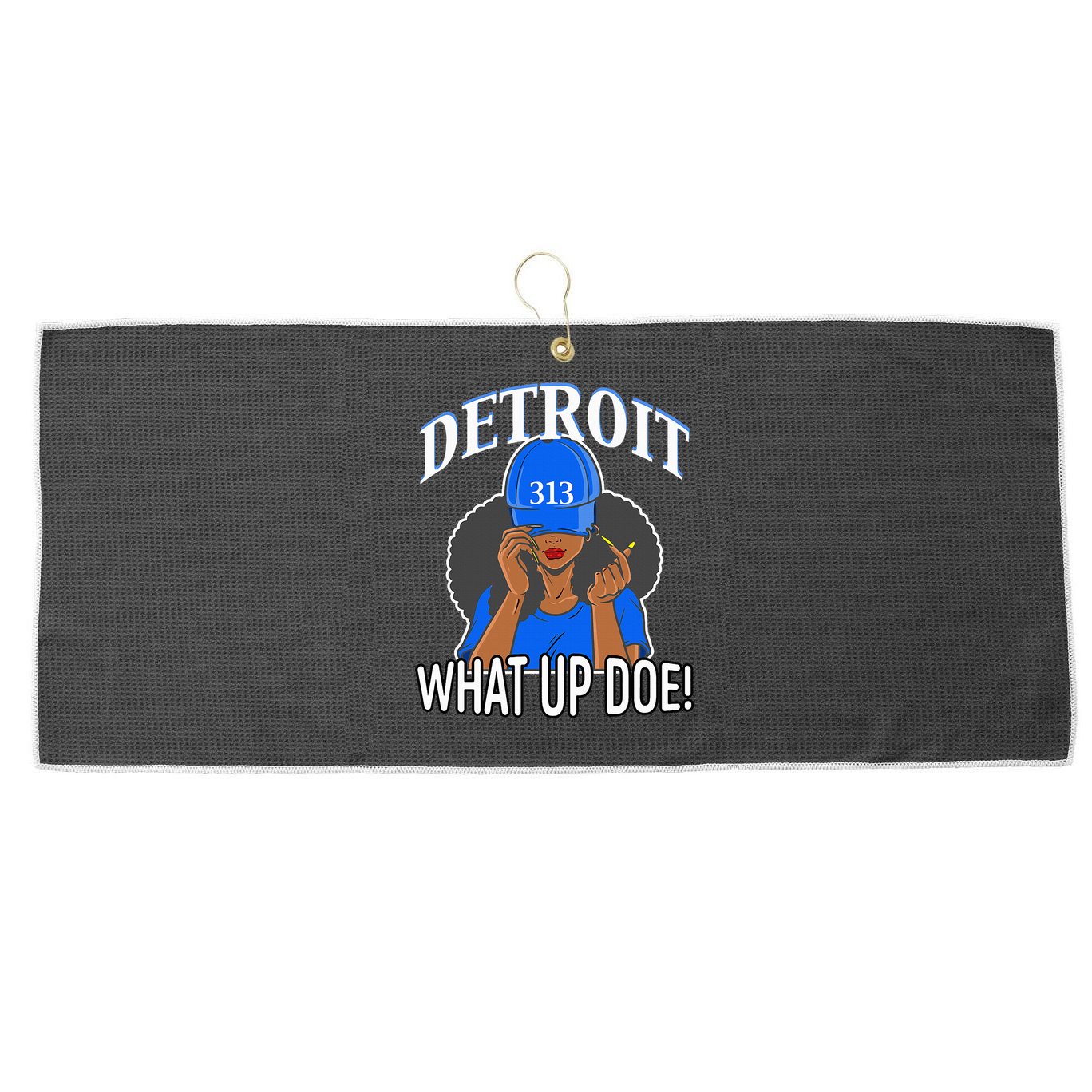 Detroit 313 What Up Doe African American Woman Large Microfiber Waffle Golf Towel