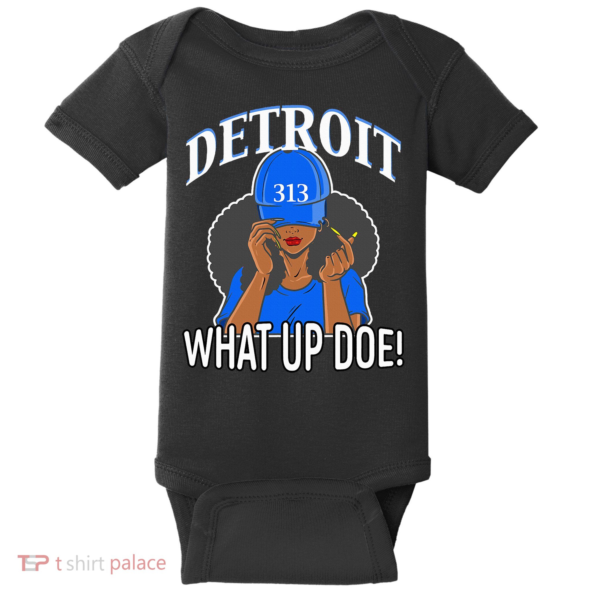 Detroit 313 What Up Doe African American Woman Baby Bodysuit