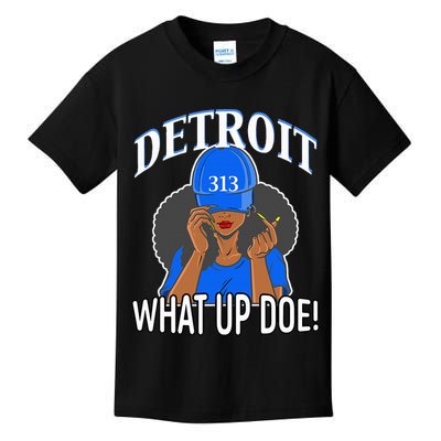 Detroit 313 What Up Doe African American Woman Kids T-Shirt