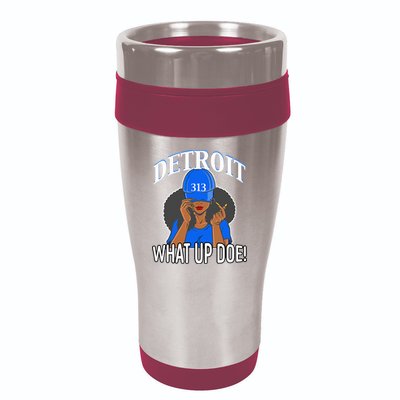 Detroit 313 What Up Doe African American Woman 16oz Travel Tumbler