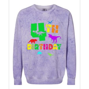 Dinosaur 4th Birthday Dino Im 4 Birthday Colorblast Crewneck Sweatshirt