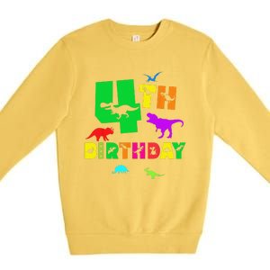 Dinosaur 4th Birthday Dino Im 4 Birthday Premium Crewneck Sweatshirt