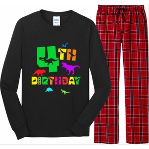 Dinosaur 4th Birthday Dino Im 4 Birthday Long Sleeve Pajama Set