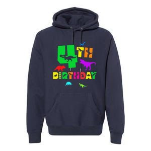 Dinosaur 4th Birthday Dino Im 4 Birthday Premium Hoodie